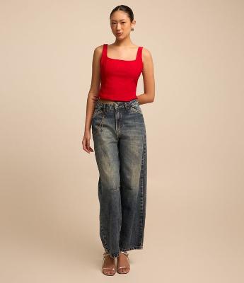 Calça Baggy Jeans com Corrente na Lateral