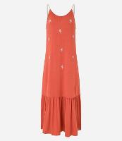 Vestido New Midi com Bordado de Coqueiros e Alças de Corda - 1