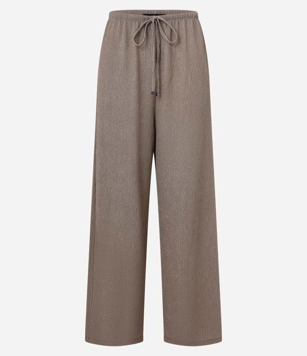 Calça Wide Leg com Textura e Elástico na Cintura - 1