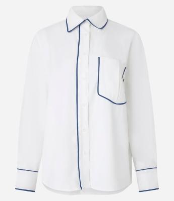 Camisa Em Viscose Com Bolso Frontal E Detalhes Contrastantes