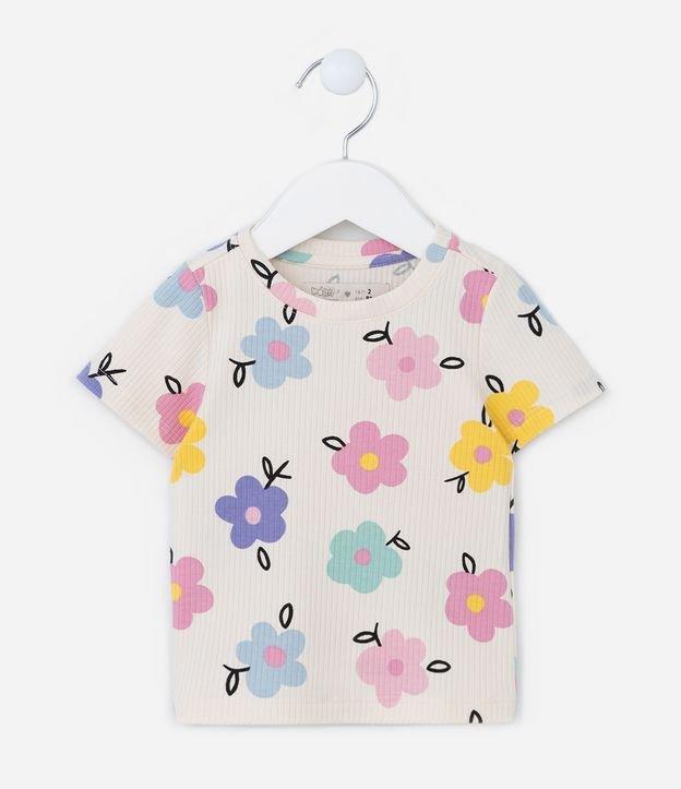 Blusa Infantil Canelada com Estampa Floral - Tam 1 a 5 Anos - 1
