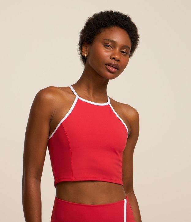 Top Esportivo Sem Bojo com Viés Contrastante e Abertura nas Costas - 1