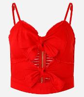 Blusa de Alça em Sarja com Laços e Detalhes Puídos - 1