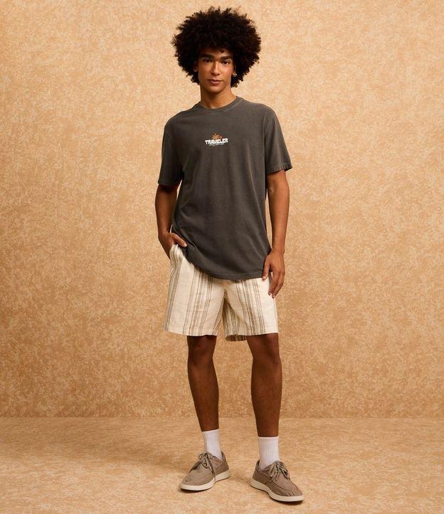 Camiseta Comfort em Algodão Estonado com Estampa Lettering - 1