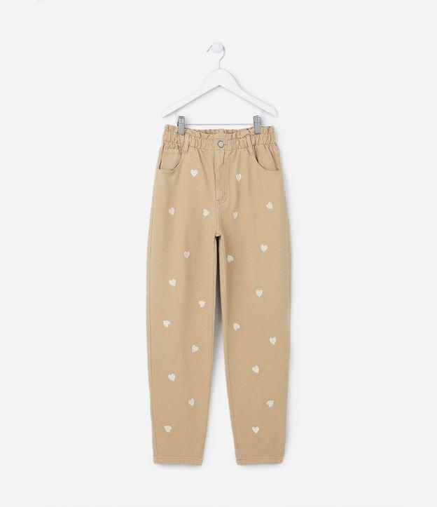 Calça em Sarja com Bordados de Corações - Tam 5 a 14 Anos - 1