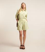 Short Cintura Alta em Sarja Listrado com Amarração - 1