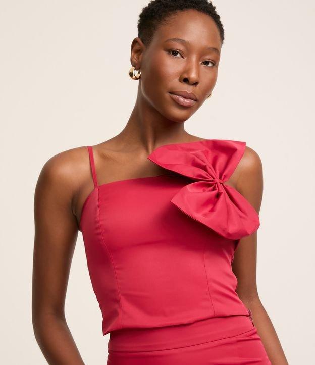 Blusa Curta em Tecido Tecnológico com Laço Grande - 1