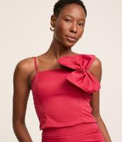 Blusa Curta em Tecido Tecnológico com Laço Grande - 1