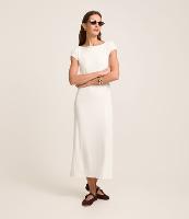 Vestido Midi em Ribana com Gola Reta - 1