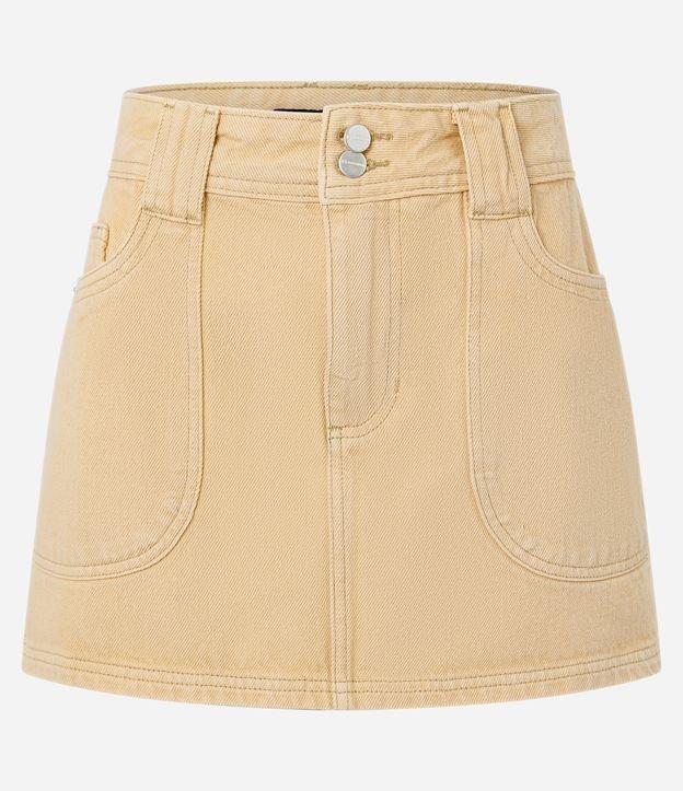 Saia Curta em Sarja com Botões Duplos e Bolso Carpinteiro - 1