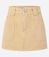 Saia Curta em Sarja com Botões Duplos e Bolso Carpinteiro - 1