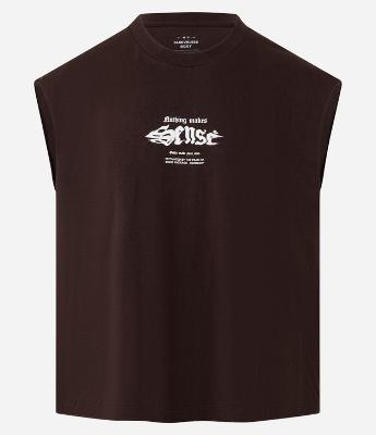 Regata Boxy em Malhão com Estampa Lettering