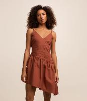 Vestido Curto de Alça em Tricoline com Barra Assimétrica - 1