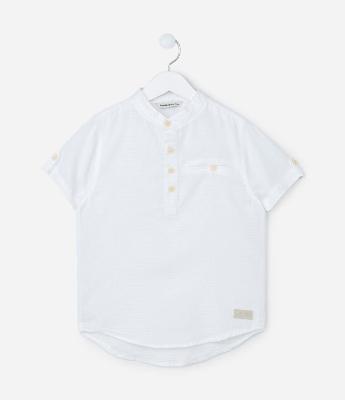Camisa Infantil Texturizada com Gola Padre - Tam 5 a 14 Anos