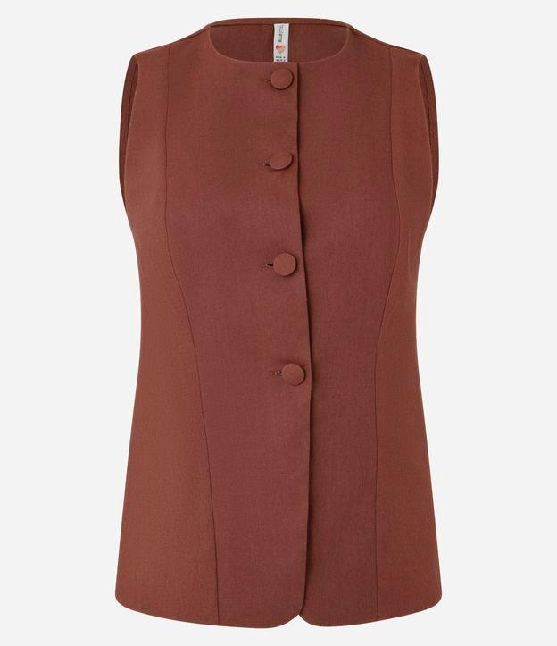 Colete Alongado em Viscolinho com Botões - 1