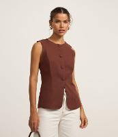 Colete Alongado em Viscolinho com Botões - 2