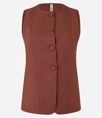 Colete Alongado em Viscolinho com Botões