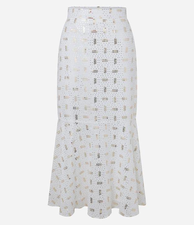 Saia Midi Evasê em Chiffon com bordado de paetê - 1