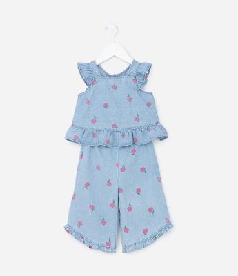 Conjunto Infantil Jeans com Babadinhos - Tam 1 a 5 Anos