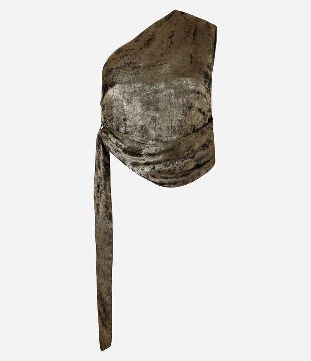 Blusa Ombro Só em Chiffon com Amarração e Detalhe Drapeado Frontal - 1