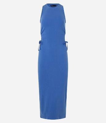 Vestido Midi em Ribana Sem Manga com Aberturas Laterais