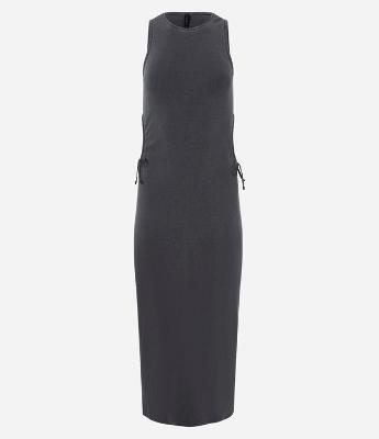 Vestido Midi em Ribana Sem Manga com Aberturas Laterais