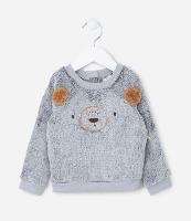 Blusão Infantil em Fleece com Bordado Cara de Urso - Tam 0 a 18 meses - 1