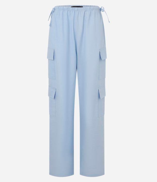 Calça em Alfaiataria com Amarração e Bolsos Cargo Laterais - 1