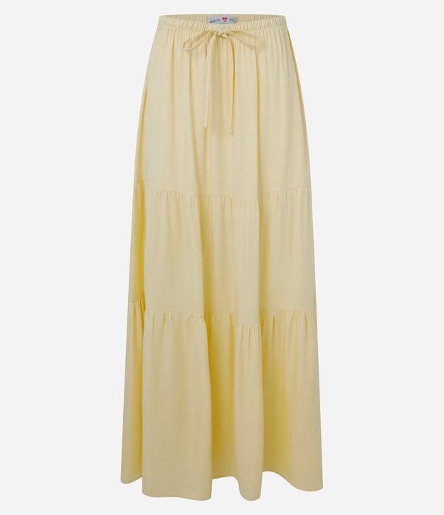 Saia Evasê Longa em Viscose com Babados e Cós Elástico - 1