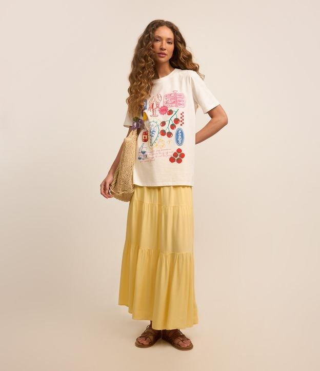 Saia Evasê Longa em Viscose com Babados e Cós Elástico - 3