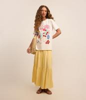 Saia Evasê Longa em Viscose com Babados e Cós Elástico - 3