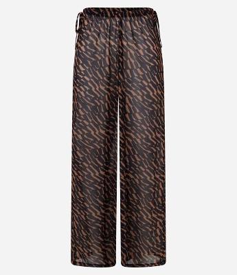 Saída de Praia Calça em Chiffon Estampa Botânica