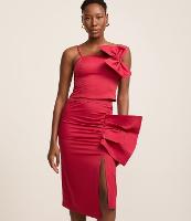 Saia Midi em Tecido Tecnológico com Fenda e Laço - 1