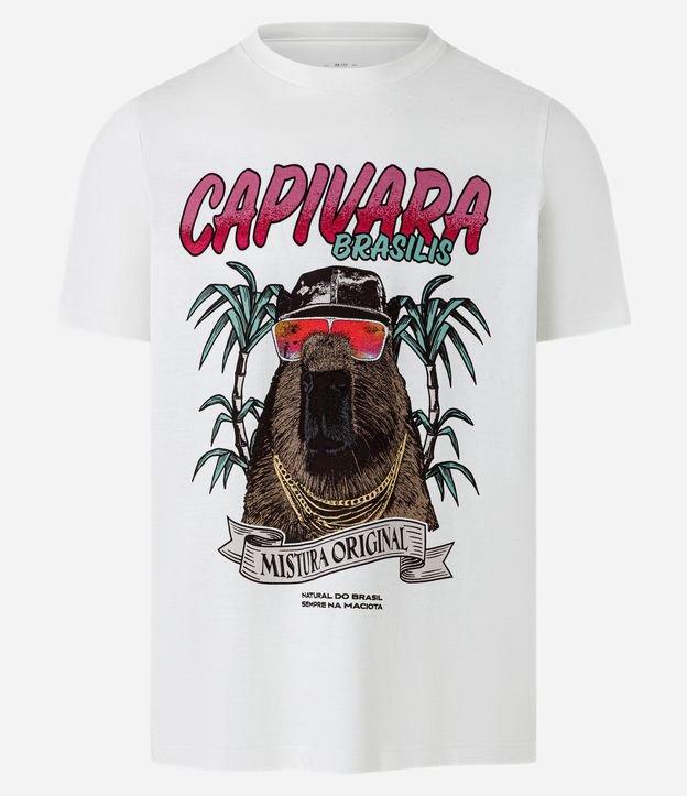 Camiseta Regular em Algodão Com Estampa de Capivara Brasilis - 1