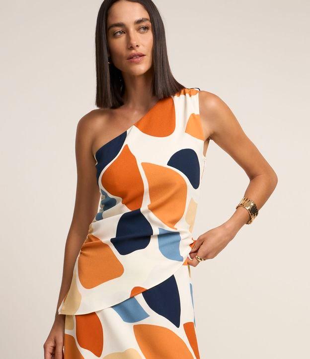 Blusa Ombro Só com Barra Assimétrica e Estampa Abstrata - 2