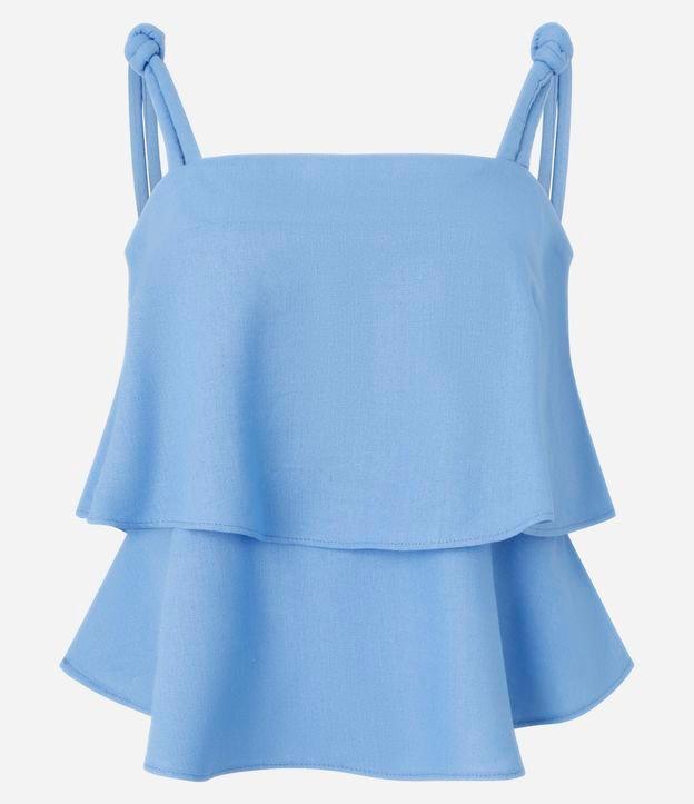 Blusa de Alça em Viscolinho com Babados Sobrepostos - 1