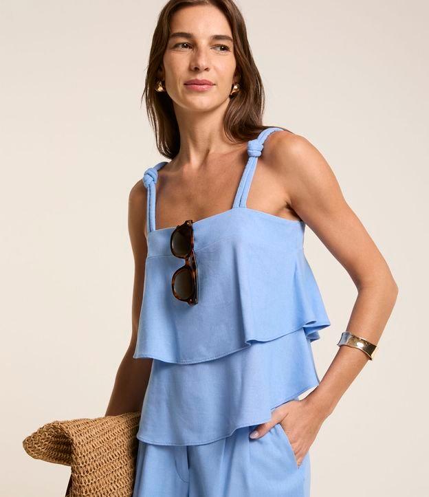 Blusa de Alça em Viscolinho com Babados Sobrepostos - 2