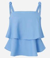 Blusa de Alça em Viscolinho com Babados Sobrepostos - 1