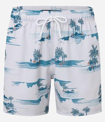 Bermuda Com Cós Elástico com Estampa de Mini Ilhas