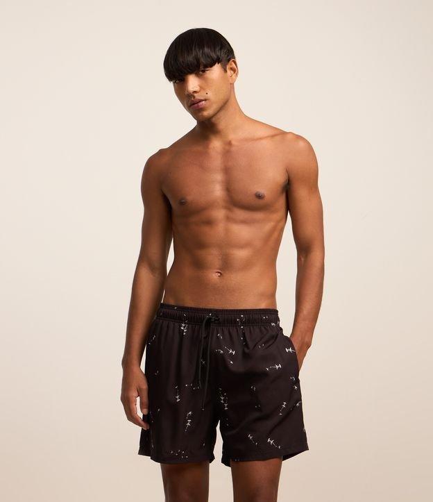 Bermuda com Cós Elástico e Estampa de Esqueleto de Tubarão - 3