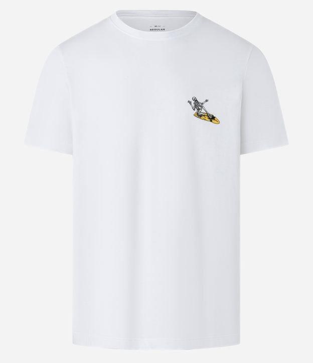 Camiseta Regular em Algodão com Estampa de Esqueleto Surfista - 1