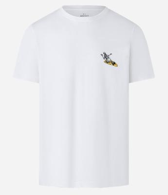 Camiseta Regular em Algodão com Estampa de Esqueleto Surfista