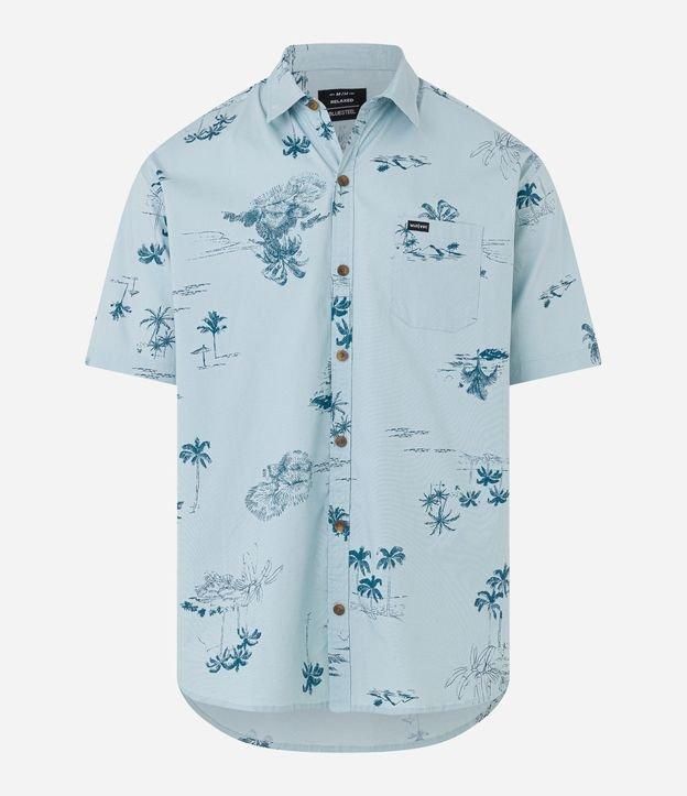 Camisa Relaxed em Tricoline com Estampa de Palmeiras - 1