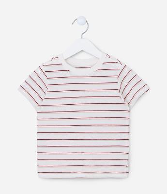 Camiseta Infantil com Listras Texturizada - Tam 1 a 5 Anos