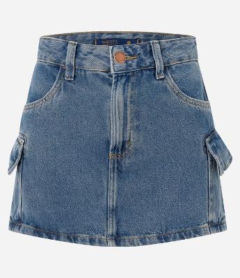 Saia Curta em Jeans com Bolsos Cargo