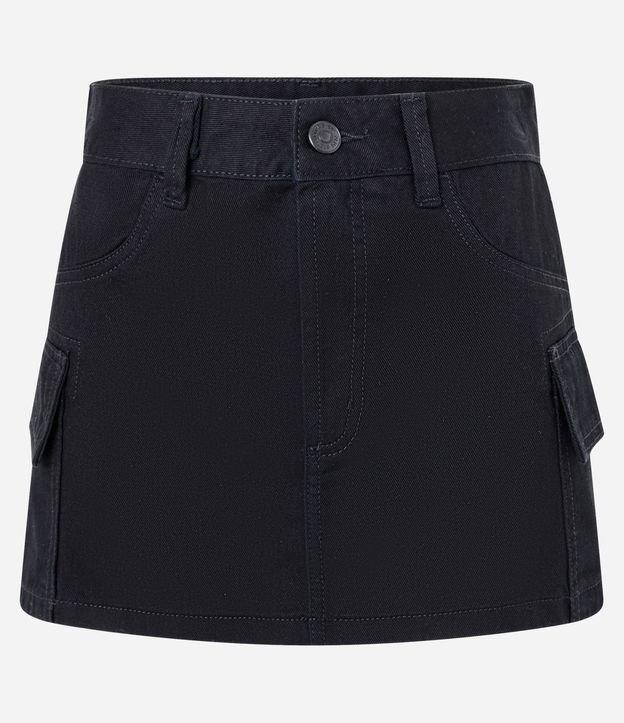 Saia Curta em Jeans com Bolsos Cargo - 1