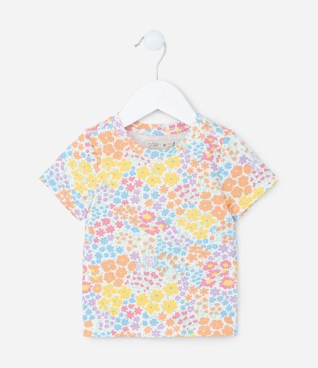 Blusa Infantil Canelada com Estampa Floral - Tam 1 a 5 Anos - 1