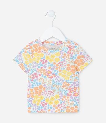 Blusa Infantil Canelada com Estampa Floral - Tam 1 a 5 Anos
