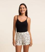 Pijama Short Doll Em Ribana Com Alças Finas E Estampa De Coração - 3