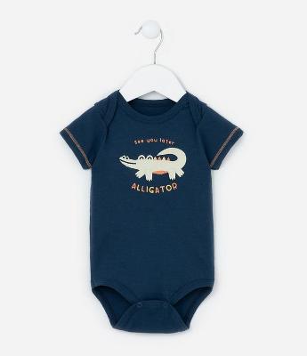 Body Infantil com Estampa Jacarézinho - Tam 0 a 18 meses